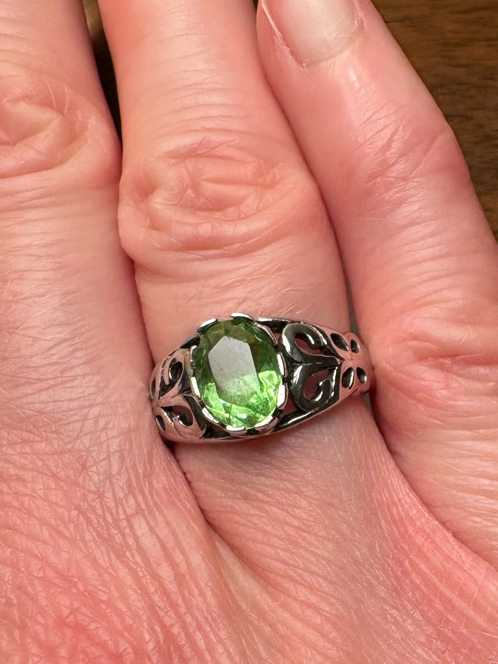 Peridot Sterling Silver Ring, Size 5
